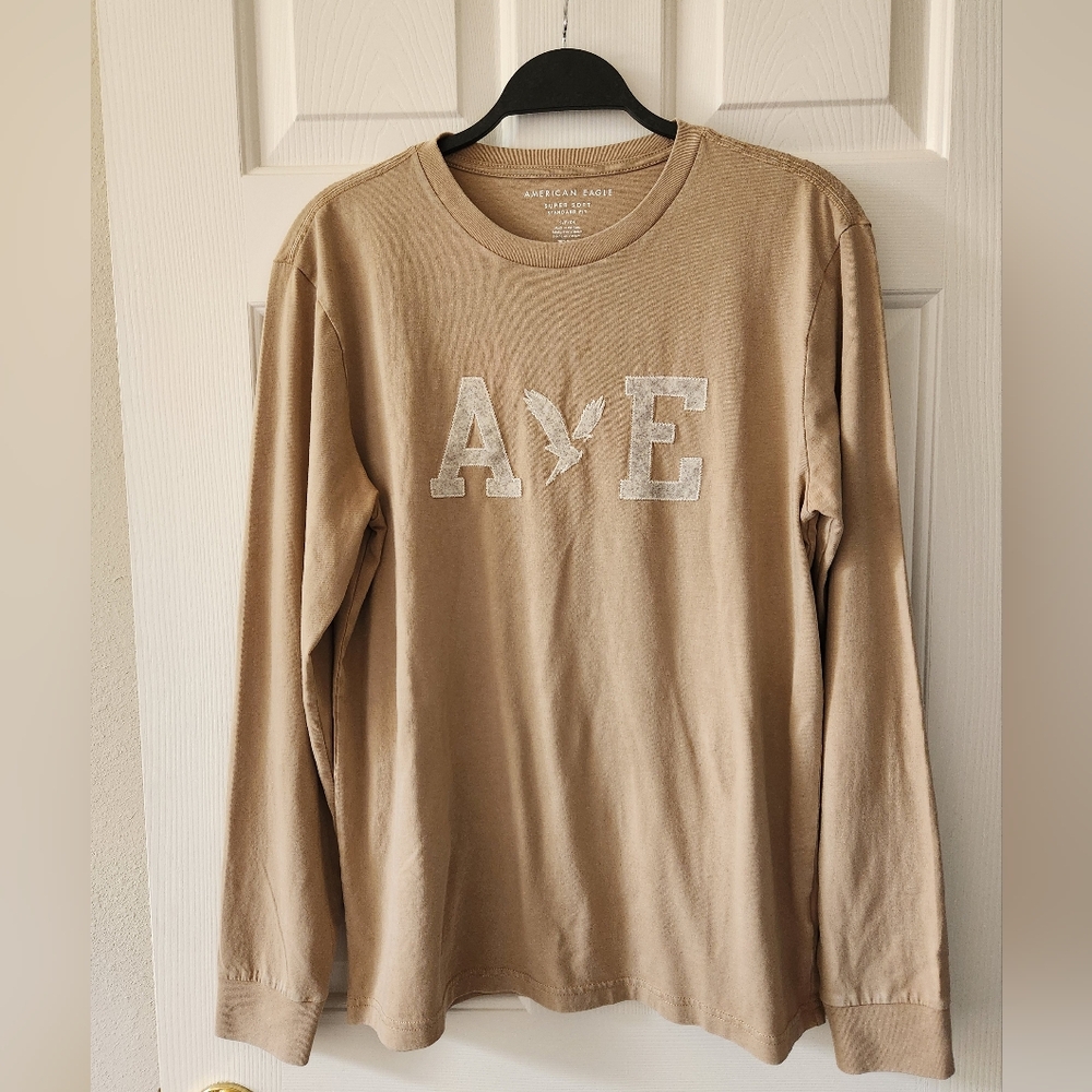 American Eagle Mens Tan Long Sleeve Shirt